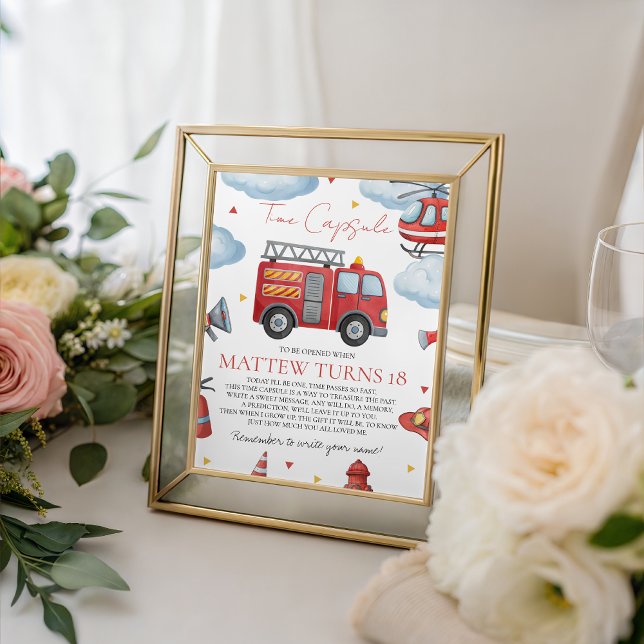 Expositor En L Firetruck Birthday Time Capsule Sign (Subido por el creador)