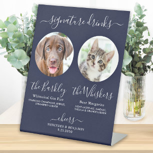 Expositor En L Firma bebe Mascota perro Boda foto marina azul