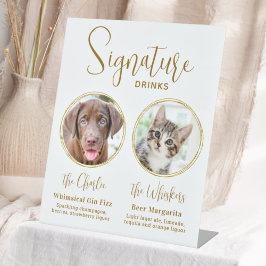 Expositor En L Firma Bebidas Mascota Boda Barra de alcohol dorada