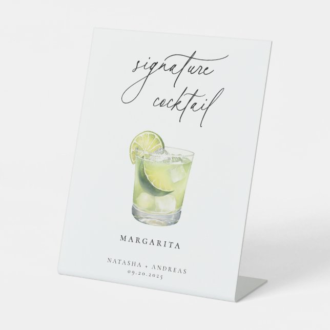 Expositor En L Firma contemporánea Cóctel Rótulo Pedestal (Anverso)