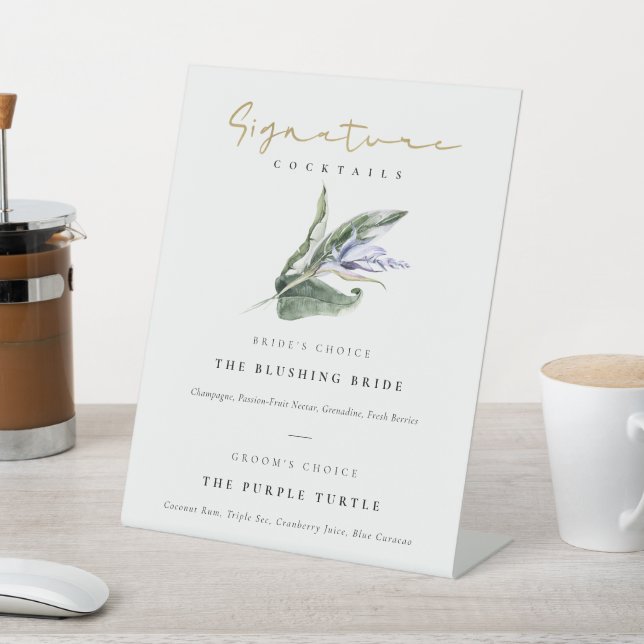 Expositor En L Firma tropical azul floral bebida cócteles (In Situ)