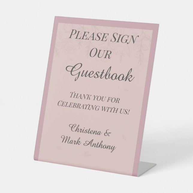 Expositor En L Fleur de Satin Please Sign Our Guestbook Sign (Anverso)
