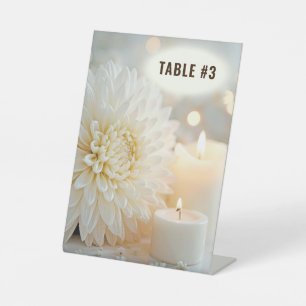Expositor En L Flor de Crisantemo y Velas de Boda