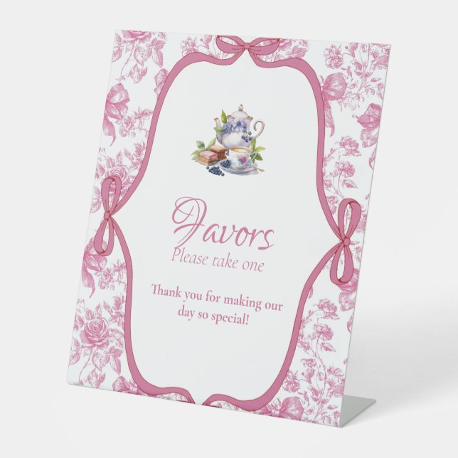 Expositor En L Flor de flores silvestres rosadas Ducha nupcial Fa (Anverso)