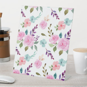 Expositor En L Flor rosa acuarela transparente