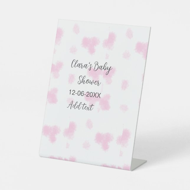 Expositor En L Flor rosa lindo ducha de bebé acuarela moderna dat (Anverso)