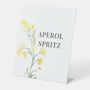 Expositor En L Flor silvestre amarilla Bebe Rótulo Pedestal