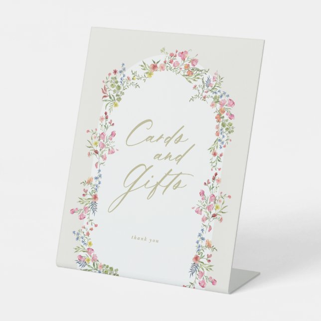 Expositor En L floral arch spring Cards Gifts baby shower sign (Anverso)