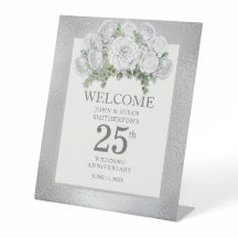 Floral Blanco Plateado 25º Aniversario de Boda