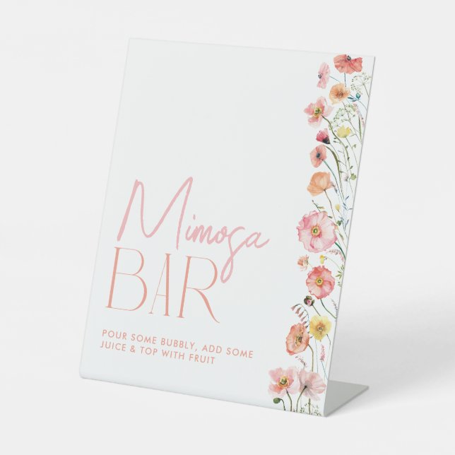 Expositor En L Floral Bridal Shower Mimosa Bar Rótulo Wildflowers (Anverso)
