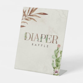 Expositor En L Floral Cactus Leather Baby Shower Diaper Raffle
