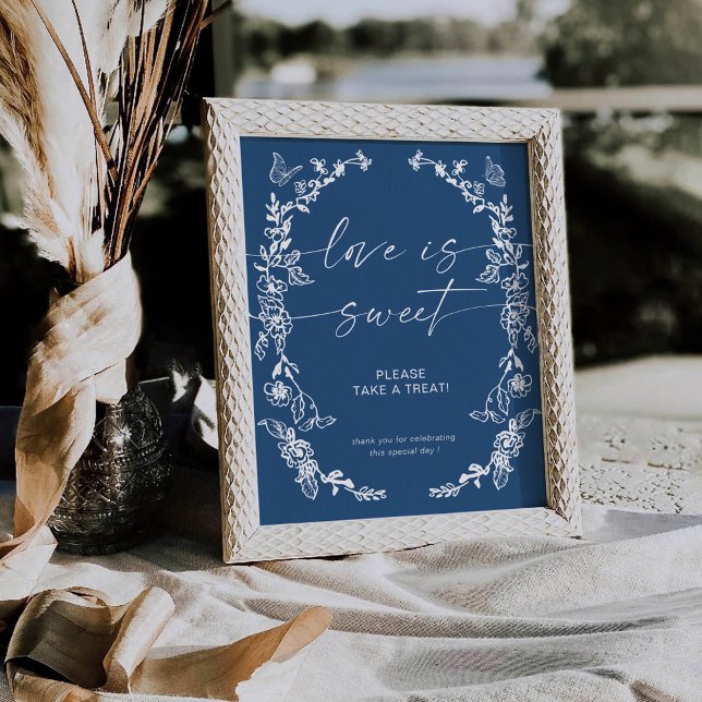 Expositor En L Floral Chinoiserie Love is Sweet Pedestal Rótulo (Subido por el creador)