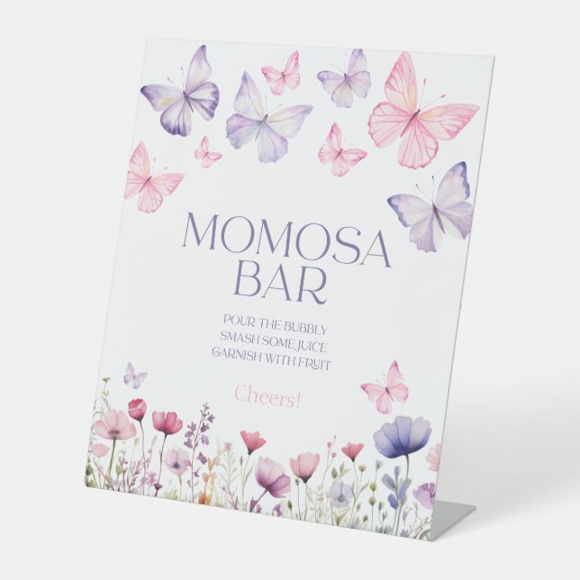 Expositor En L Floral de mariposa de Rótulo de Baby Shower Momosa (Anverso)