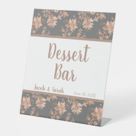 Expositor En L Floral de oro Rosa en Rótulo Pedestal Bar de postr