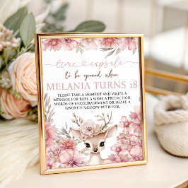 Expositor En L Floral Deer Birthday Time Capsule Sign