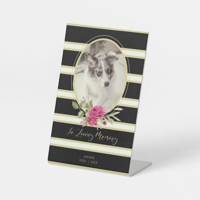 Expositor En L Floral Garland Memorial Mascota Cat Dog Golden & B (Anverso)