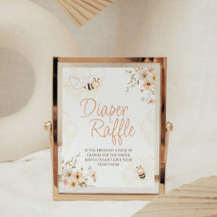 Expositor En L Floral Honey Bee Baby Shower Diaper Raffle Rótulo