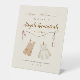 Expositor En L Floral Pink & Gold Aqiqah Welcome Sign