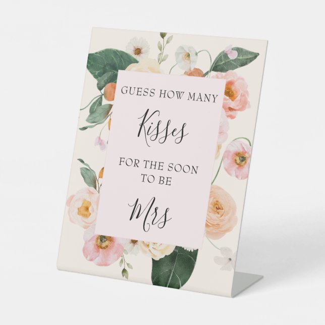 Expositor En L Floral rosa adivina cuántos besos (Anverso)