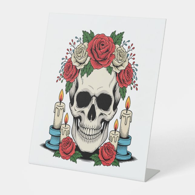 Expositor En L Floral Skull con Velas Halloween (Anverso)