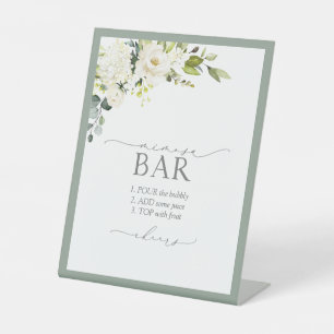 Expositor En L Floral verde gris blanco ducha de novia Mimosa Bar