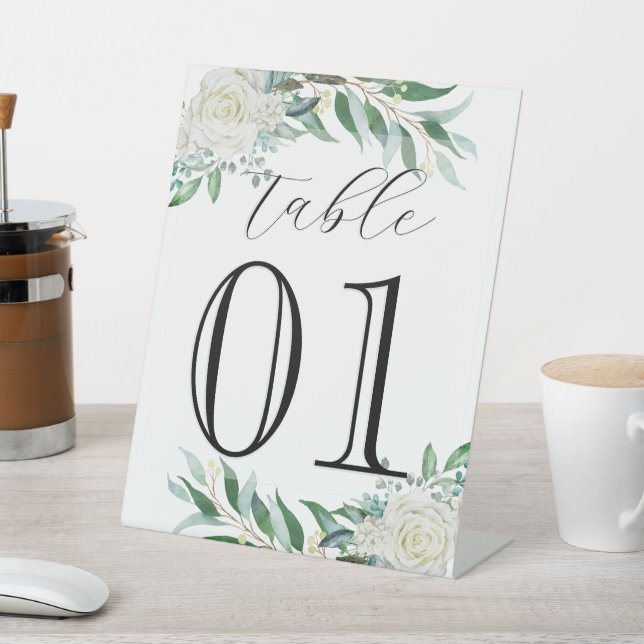 Expositor En L Floral, verde, número Personalizado, Boda, café (In Situ)