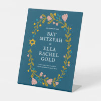 Floral Wreath Bat Mitzvah Personalizado dibujado a