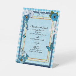 Expositor En L Flores azules y mariposas