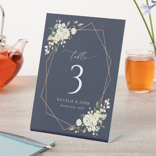 Expositor En L Flores blancas, flores de crema, boho, números de  (In Situ)