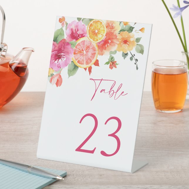 Expositor En L Flores brillantes Citrus Bridal Shower Número de m (In Situ)