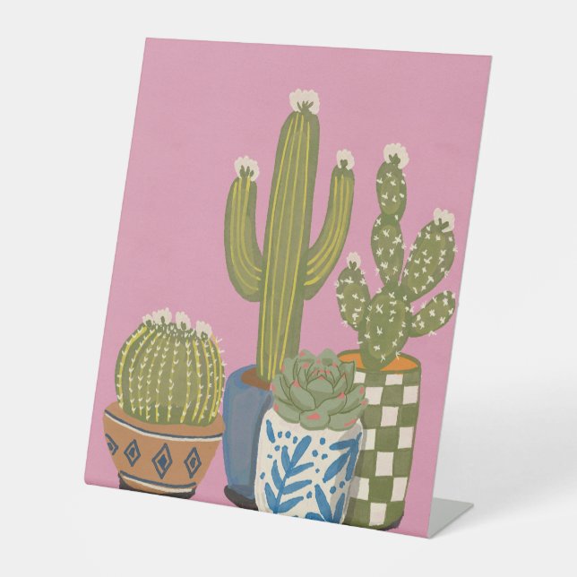 Expositor En L Flores de Cactus Rosadas (Anverso)