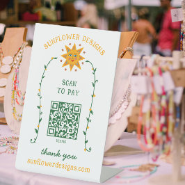 Expositor En L Flores de sol BOHO Vines CODIGO QR SCAN PARA PAGAR