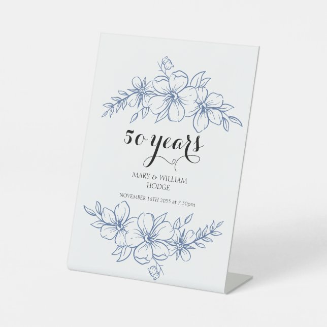 Expositor En L Flores moradas de lavanda 50 aniversario boda (Anverso)