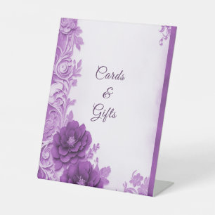 Expositor En L Flores moradas florecen Rótulos de tabletop