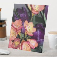 flores naranja y púrpura