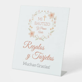 Expositor En L Flores rosa de color azul Bautizo y primario añito