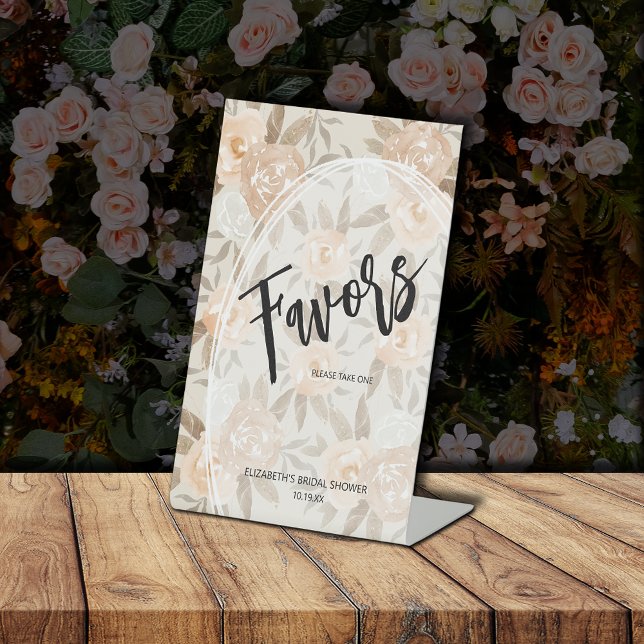 Expositor En L Flores rusticas de melocotón favorecen la ducha de (Rustic Peach Flowers FAVORS Bridal Shower Pedestal Sign)