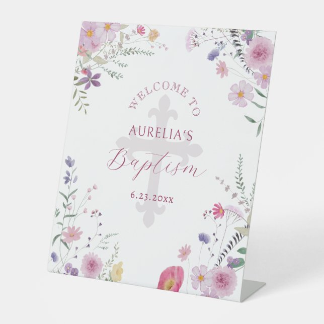 Expositor En L Flores silvestres bautismo Bienvenido Rótulo Pedes (Anverso)