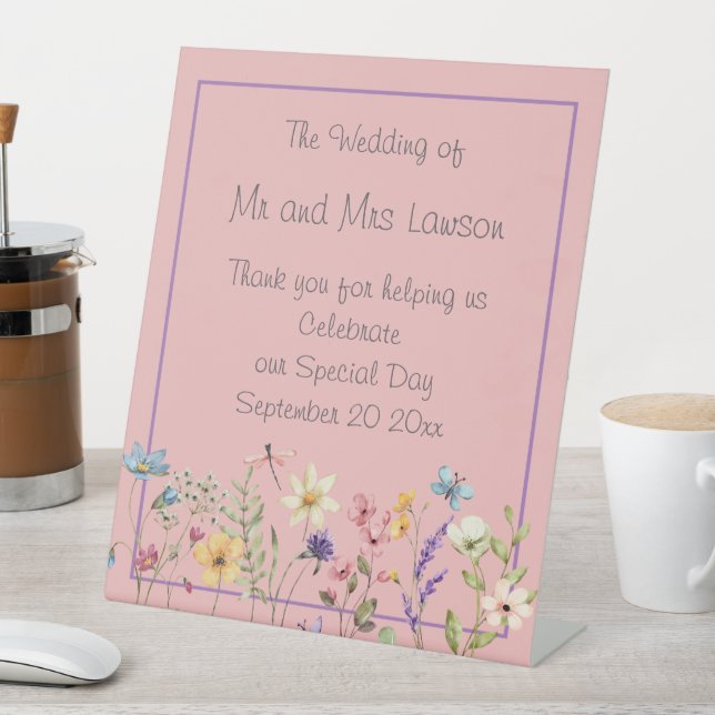 Expositor En L Flores silvestres rusas Boho Dusty Boda rosa (In Situ)