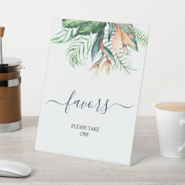 Expositor En L Flores tropicales de verdor favorecen el Rótulo