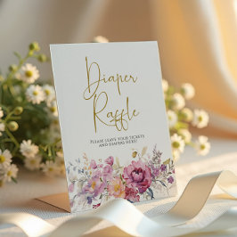 Expositor En L Flores violetas Baby Shower Diaper Raffle