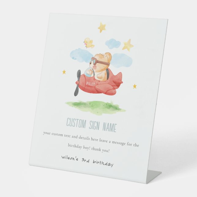 Expositor En L Fly Teddy Bear Avión Animal Fiesta Personalizado d (Anverso)
