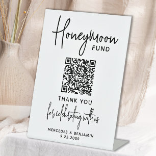 Expositor En L Fondo de luna de miel Boda de código QR de caligra