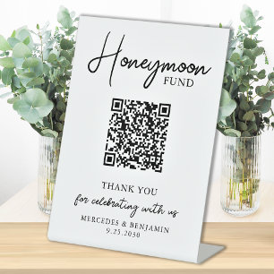 Expositor En L Fondo de luna de miel Boda simple de código QR esc