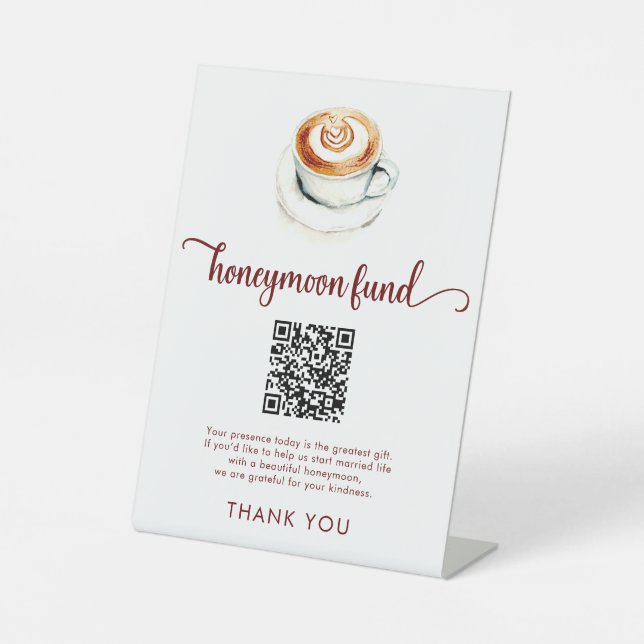 Expositor En L Fondo de luna de miel de café Código QR Despedida  (Anverso)