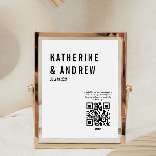 Expositor En L Fondo de luna de miel Rótulo Boda de código QR de