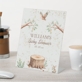 Expositor En L Fondo personalizado para baby shower Boho Woodland