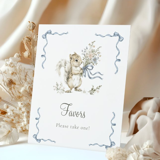 Expositor En L Forest Woodland Blue Bow Squirrel Diaper Raffle  (Subido por el creador)