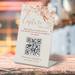 Expositor En L Foto de Boho Boda Compartir Pampas Grass QR Code
