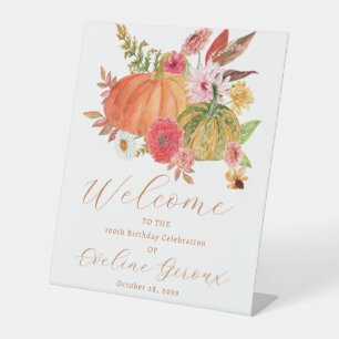 Expositor En L Foto de calabaza Signo de bienvenida de cumpleaños